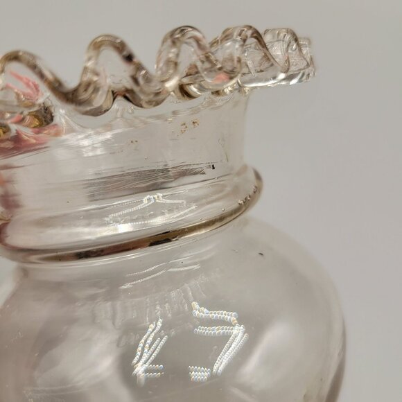 Peach Glass Lamp Shade Vintage Blown Glass Crimped Edge - Picture 10 of 10